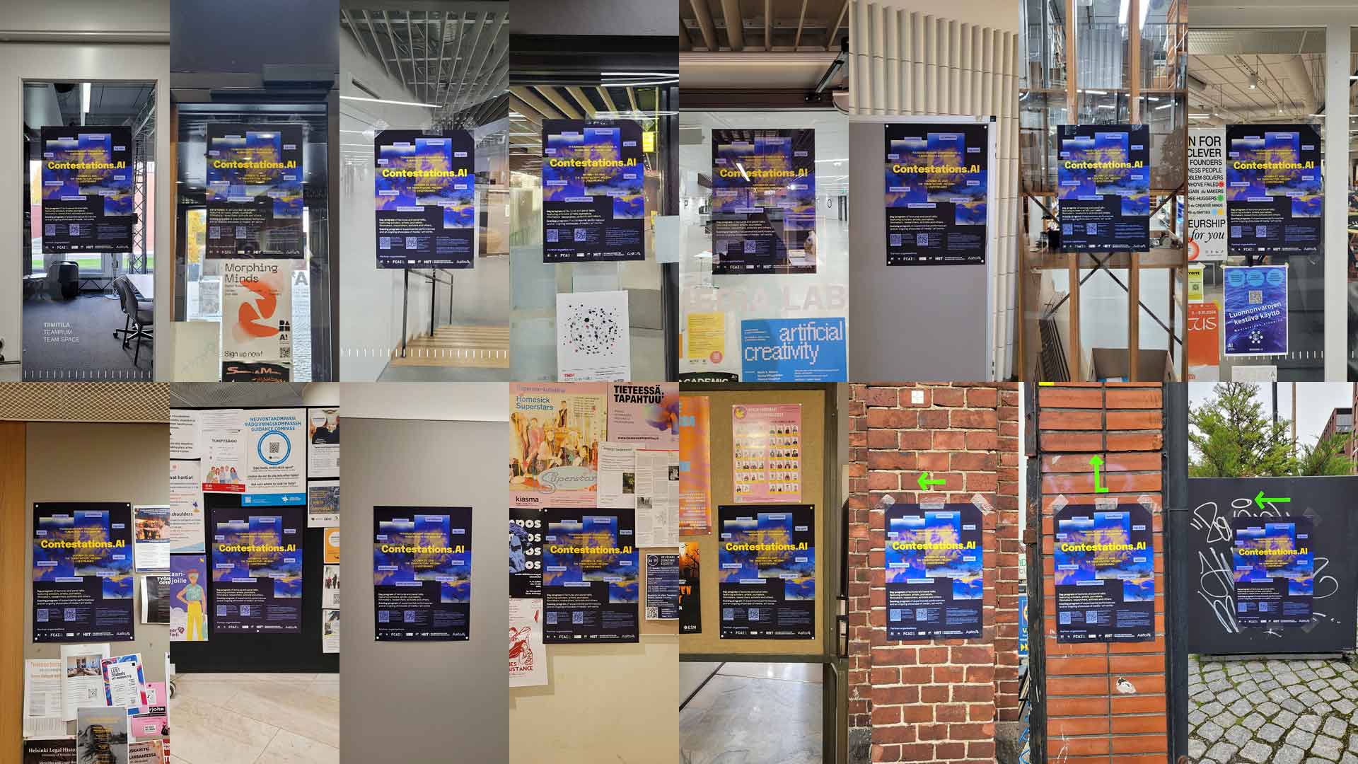 Collage of posters hung around Helsinki